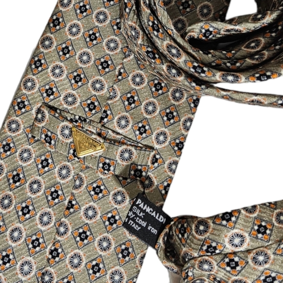 VITALIANO PANCALDI Green Geometric Silk LUXURY Tie ITALY - Picture 3 of 4